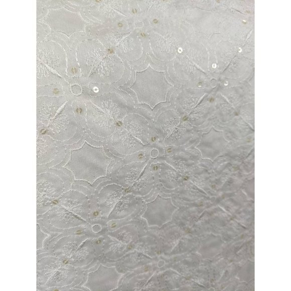 Vintage 1990s Talbot's Women's White Silk Winter Wedding Dress Snowflake Sequins - Picture 7 of 12